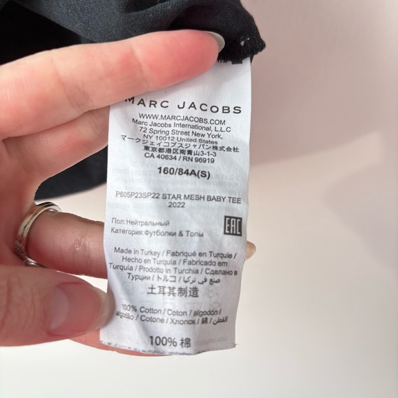 Heaven by Marc Jacobs Black Mesh Star Tee Shirt - Size Small - Y2K - Picture 6 of 8